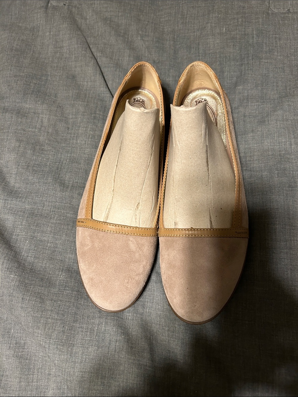 Tod's Taupe Suede Slip-On Loafers with Tan Leather Trim